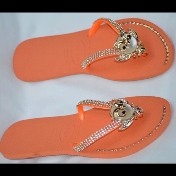 NEW! Havaianas Orange Owl  39/40 US 9/10 Flip-Flop - Picture 2 of 6